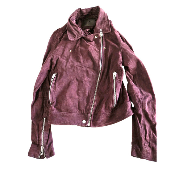 Blank NYC Jackets & Blazers - Blank NYC Genuine Leather Moto Jacket Size M Bordeaux Maroon EUC Clean